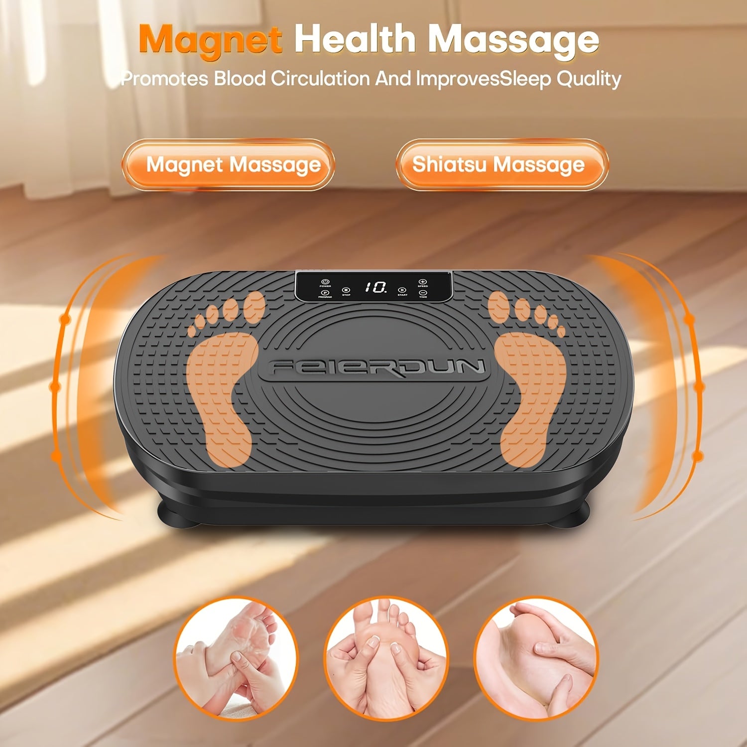 FEIERDUN Vibration Plate Exercise Machine for Weight Loss & Lymphatic Drainage Machine-Full Body Workout Platform with 330lbs Capacity, Quiet Shaking Technology, Portable Design for Home Gym, Muscle Toning & Burner, Vibration