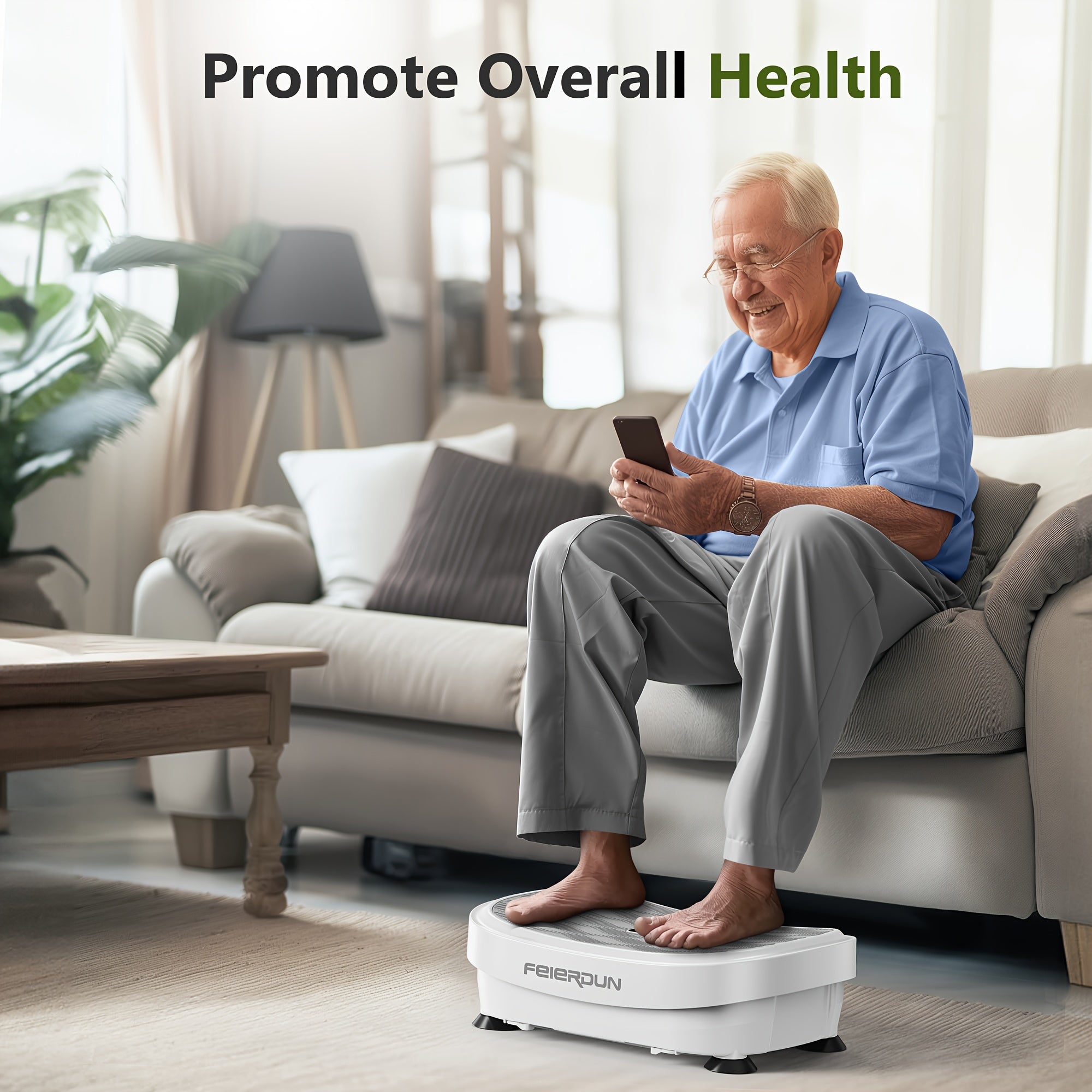 FEIERDUN Vibration Plate Exercise Machine for Weight Loss & Lymphatic Drainage Machine-Full Body Workout Platform with 330lbs Capacity, Quiet Shaking Technology, Portable Design for Home Gym, Muscle Toning & Burner, Vibration