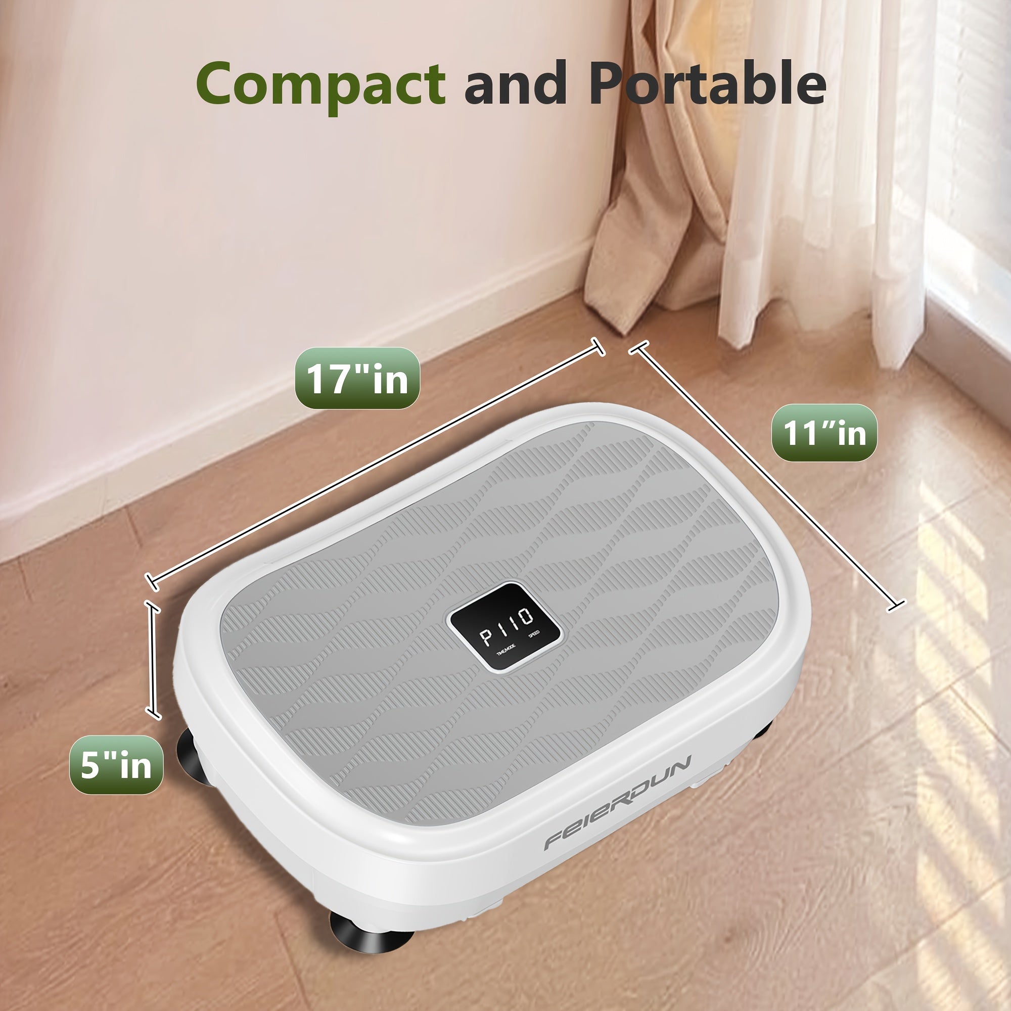 FEIERDUN Vibration Plate Exercise Machine for Weight Loss & Lymphatic Drainage Machine-Full Body Workout Platform with 330lbs Capacity, Quiet Shaking Technology, Portable Design for Home Gym, Muscle Toning & Burner, Vibration