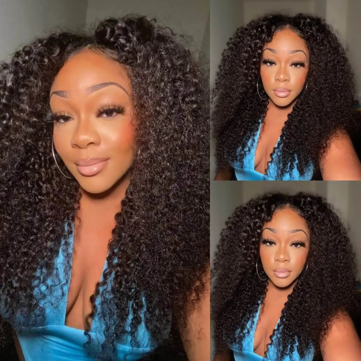 250% Kinky Curly V Part Wig Human Hair No Leave Out Upgrade Deep Wave Curly V Shape Wig No Glue Clip In Half Wig For Women