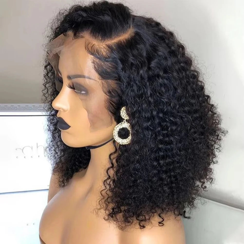 Brazilian Curly Short Bob 13x4 Lace Frontal Wig 200% Density Deep Wave 4x4 Transparent Lace Front Wigs 100% Human Hair For Women