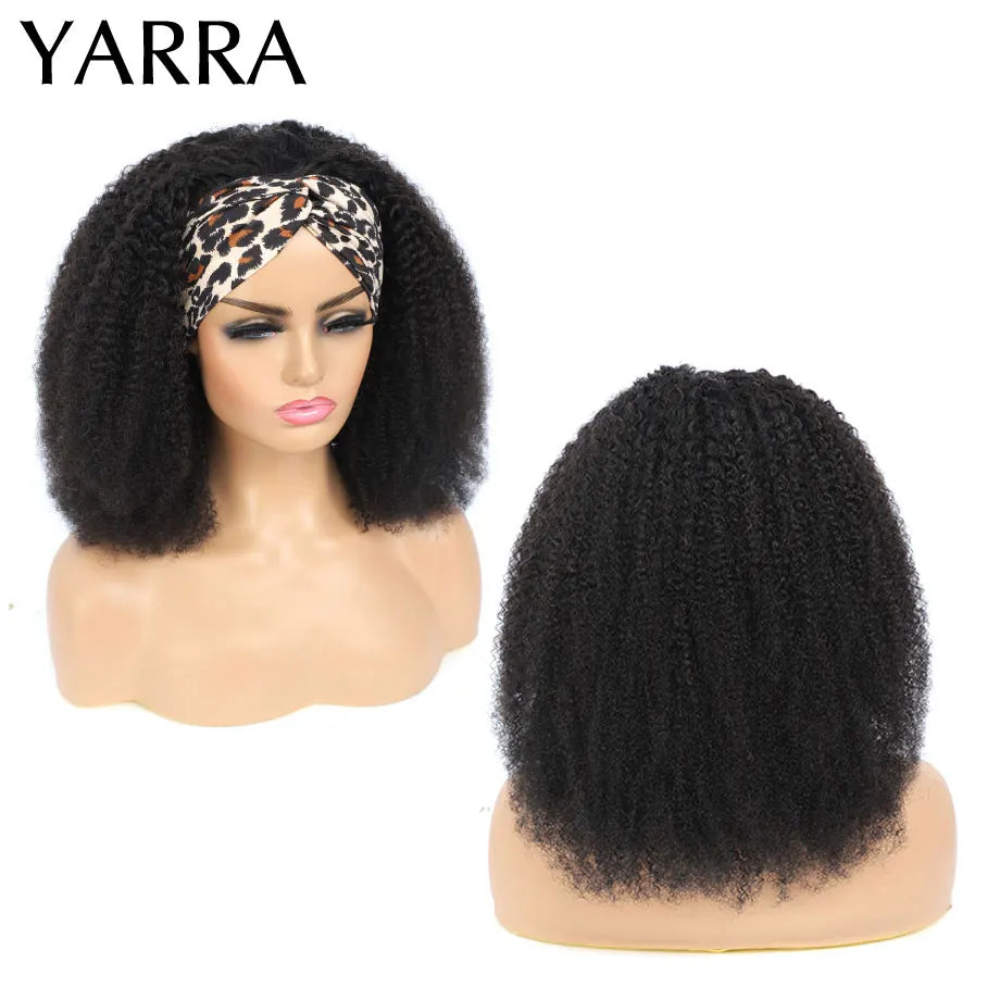 Headband Wig Human Hair Afro Kinky Curly 200 Density Brazilian Remy Hair Afro Kinky Headband Scarf Wigs For Black Women 180%