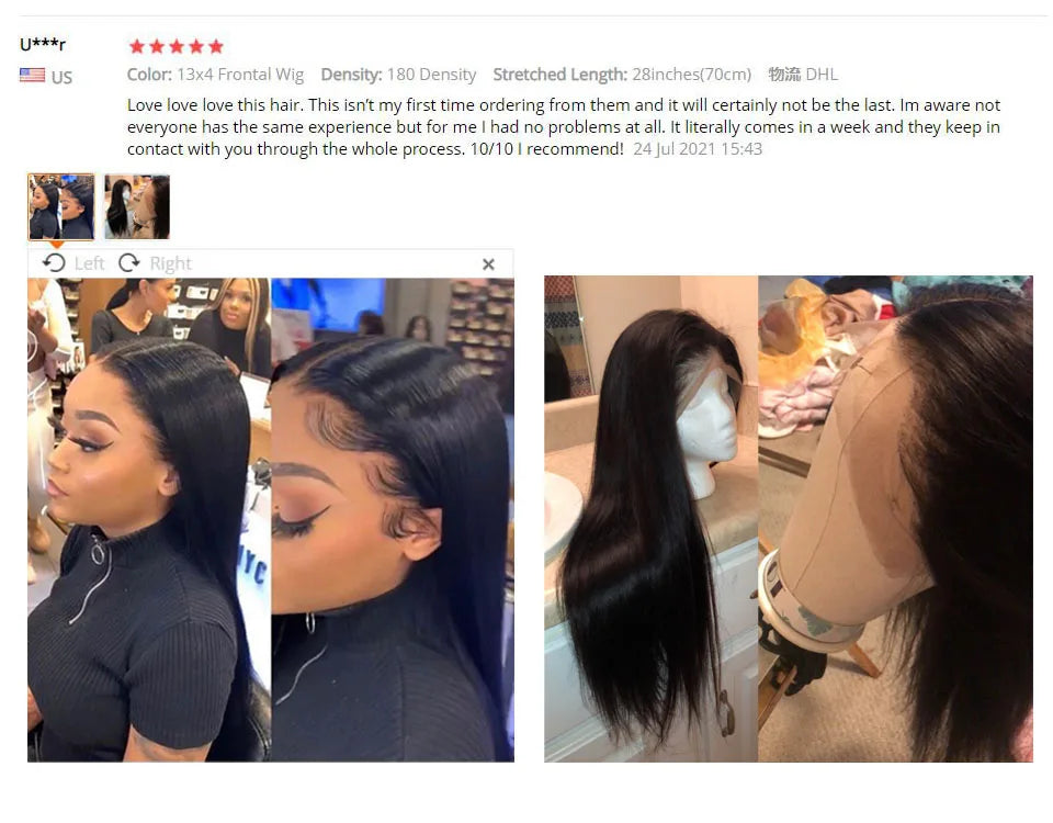 13x4 13x6 Full HD Lace Front Human Hair Wigs Straight 360 Transparent Lace Frontal Wigs Pre Plucked 5x5 Pre-Cut Lace Closure Wig