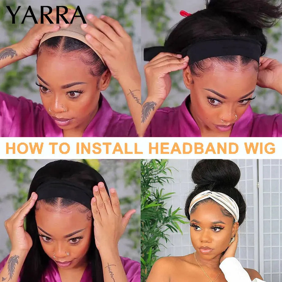 Headband Wig Human Hair Afro Kinky Curly 200 Density Brazilian Remy Hair Afro Kinky Headband Scarf Wigs For Black Women 180%