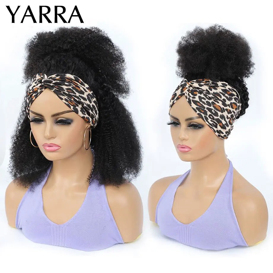 Headband Wig Human Hair Afro Kinky Curly 200 Density Brazilian Remy Hair Afro Kinky Headband Scarf Wigs For Black Women 180%