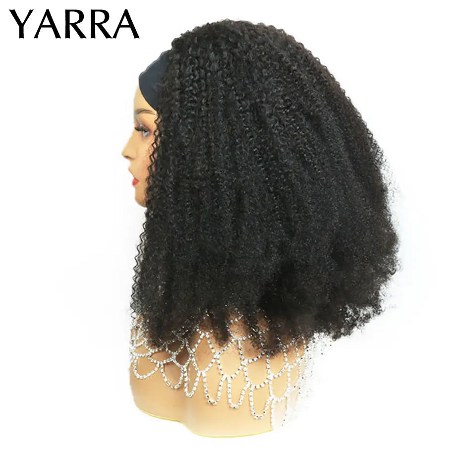 Headband Wig Human Hair Afro Kinky Curly 200 Density Brazilian Remy Hair Afro Kinky Headband Scarf Wigs For Black Women 180%