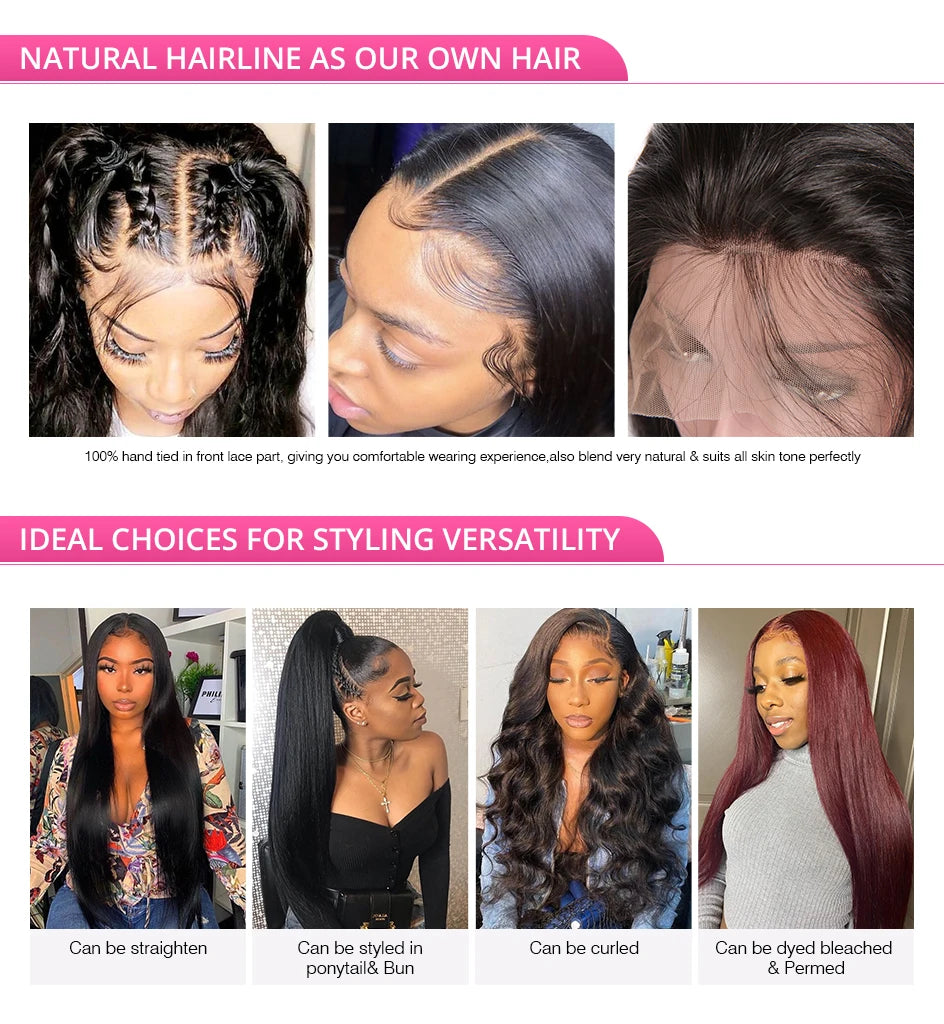 300% High Density Loose Deep Wave 40Inch 13x6 13x4 HD Lace Frontal Human Hair Wig Full Glueless Ready To Go Preplucked Curly Wig