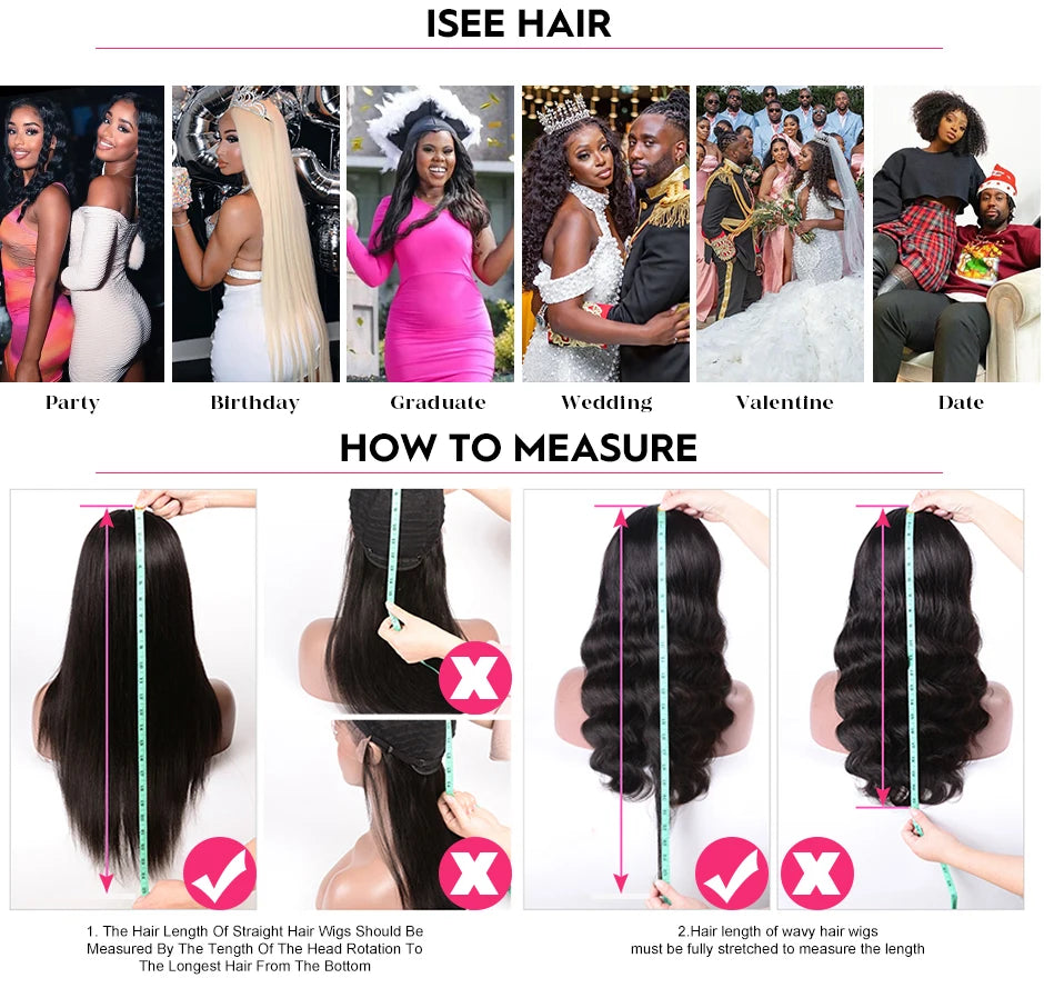 ISEE HAIR 13x6 HD Lace Frontal Wigs Human Hair Straight Full Lace Front Wigs For Women Pre-plucked Transparent Lace Wigs On Sale