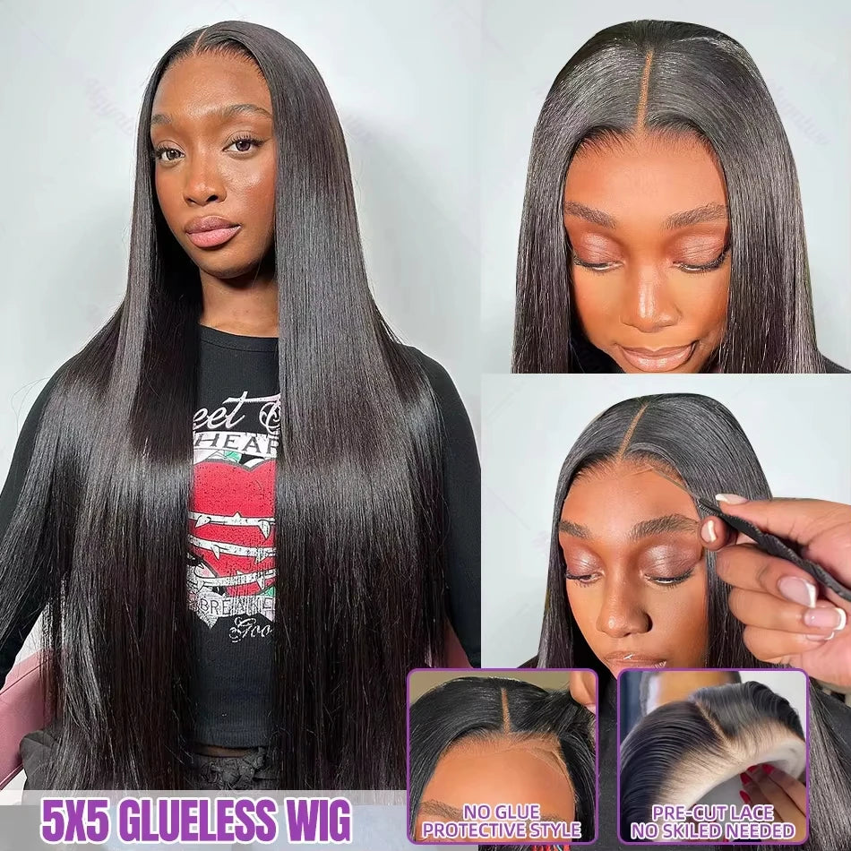 Glueless Bone Straight 4X4 Hd Lace Frontal Wig 13X6 13X4 Black Lace Front Wig Human Hair 5x5 Natural Brazilian Transparent Wigs