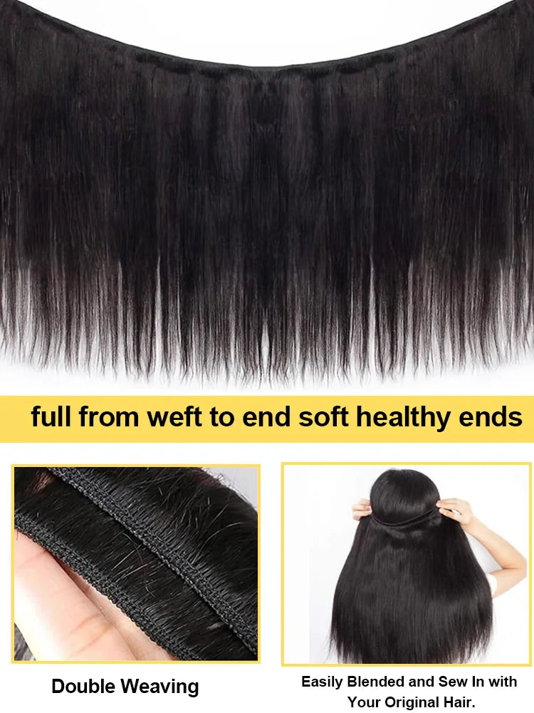 30 40 Inch Bone Straight 100% Bundles Deal Brazilian Virgin Human Hair 3 4 Bundles Raw Hair Extensions Natural Color Remy