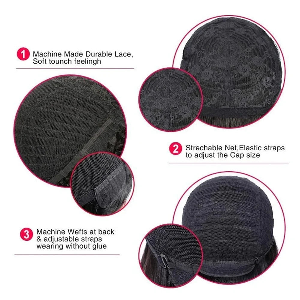 Large Bouncy Afro Kinky Curly Wigs For Black Women  Pre Plucked Machine Wig Brazilian Virgin Remy Human Hair Wigs