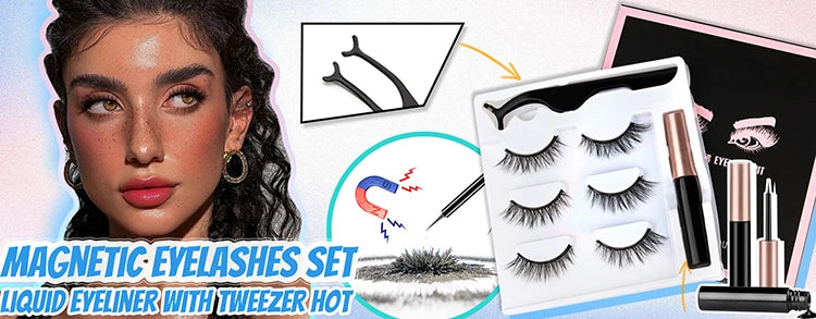 1 Pair Magnetic Eyelashes and Magnetic Tweezers Set