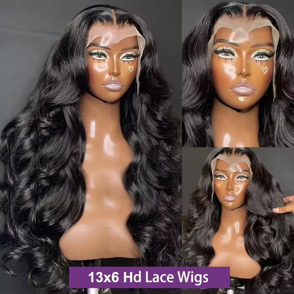 40 44 Inch Raw Wet And Wavy HD Lace Frontal Wig 13x4 13x6 200Density Black Pre Plucked Body Wave Lace Front 100% Human Hair Wigs