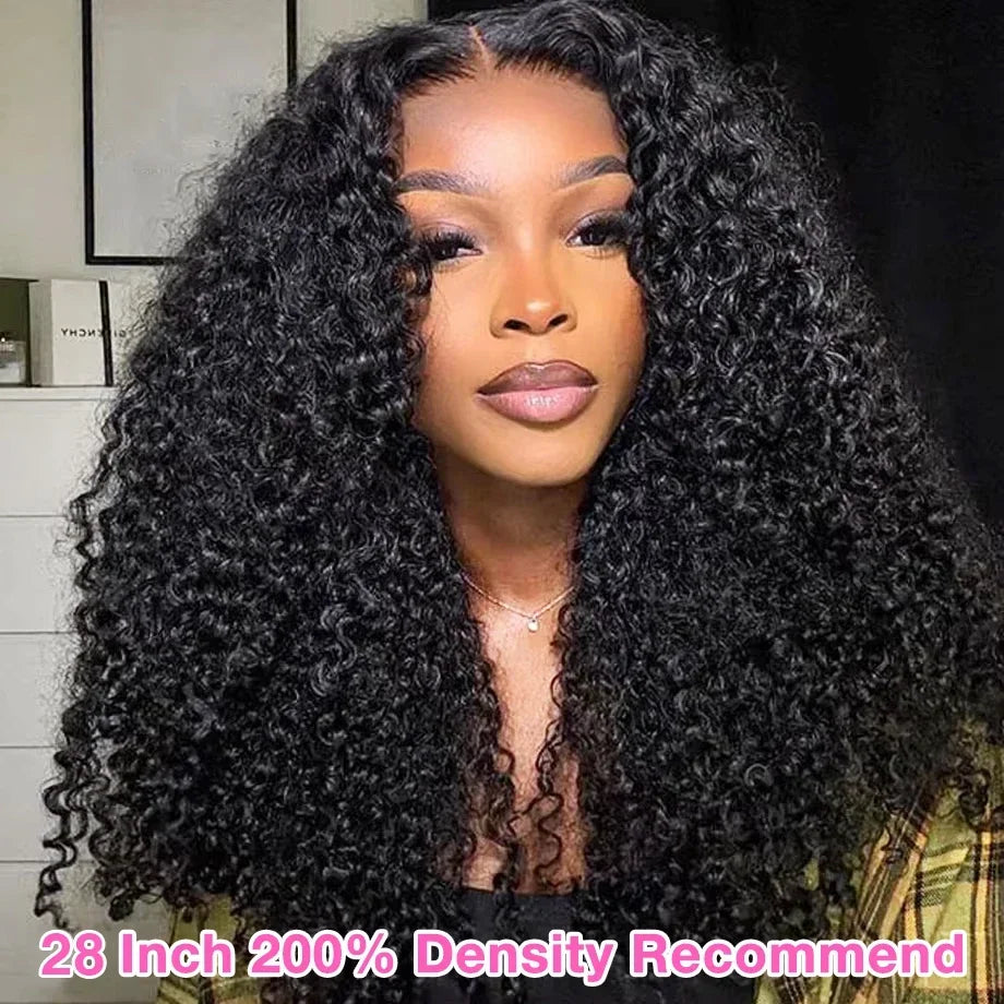 Glueless Kinky Curly Wigs 13x6 HD Lace Frontal Wig Human Hair 4C Afro Curly Lace Front Human Hair Wigs 7x5 HD Lace Closure Wig