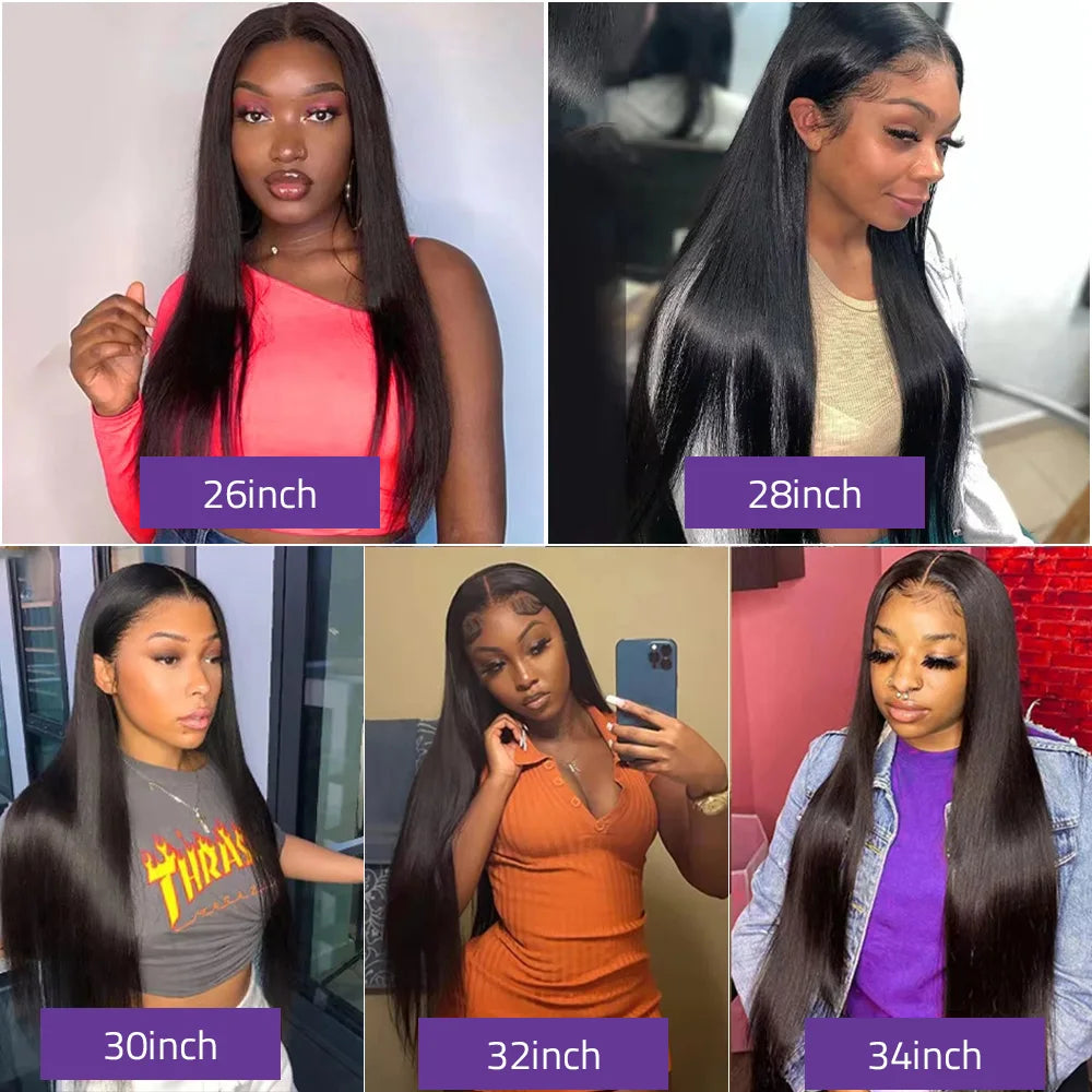 38 Inch 200% Density Bone Straight 13x6 HD Transparent Lace Frontal Wig Brazilian 100% Human Hair 5x5 Lace Front Wigs For Women