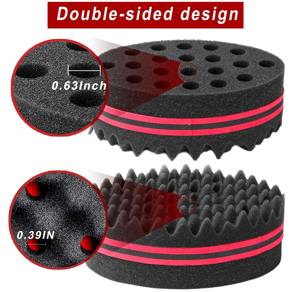 3pcs/Set Magic Twist Hair Sponges Set, Big Holes Sponge Brush for Hair, Curling Sponge Glove for Men Women Curls with Metal Afro