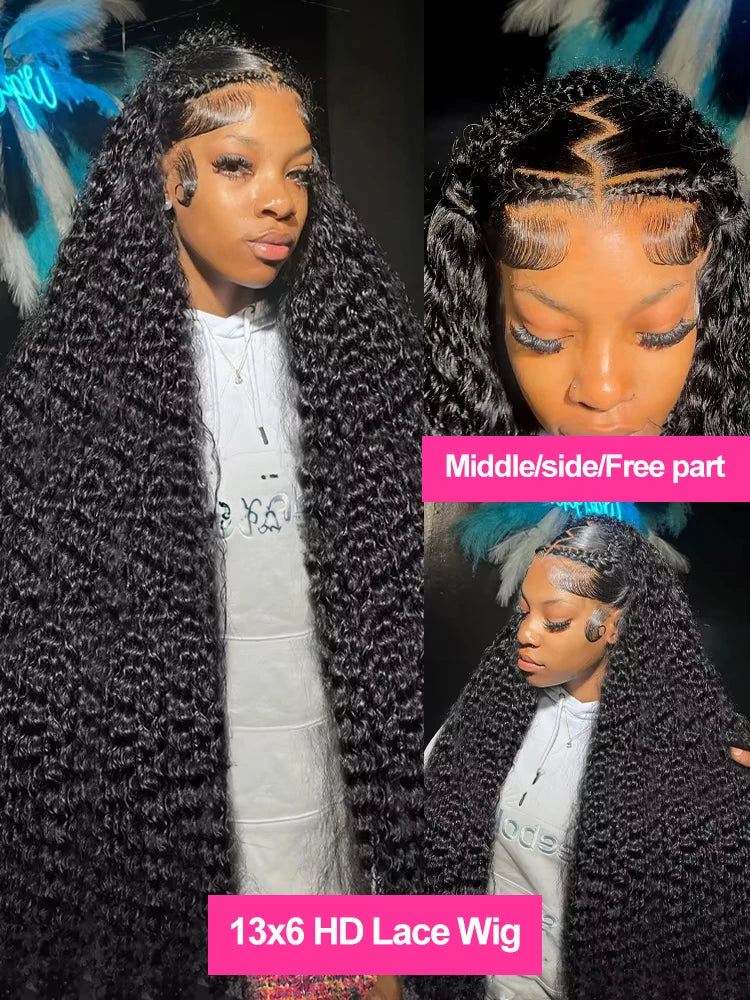 30 40inch Water Wave Curly Lace Frontal Wigs 13x4 13x6 HD Deep Wave Lace Frontal Wig 360 Full Human Hair Wigs For Women On Sale