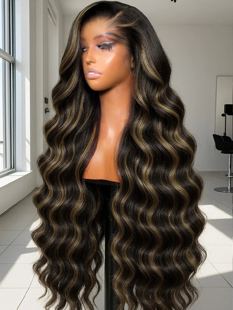1B/27 Body Wave 13x4 Hd Lace Front Highlight Human Hair Wigs 30 Inch Ombre Blonde Colored Frontal Easy Fit™ 3-in-1 Wig For Women