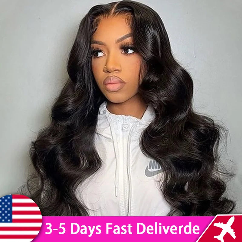 100% Brazilian Remy Human Hair Body Wave 13x4 13x6 Transparent Lace Front Wig Human Hair Pre Plucked Wigs For Women 180% Density