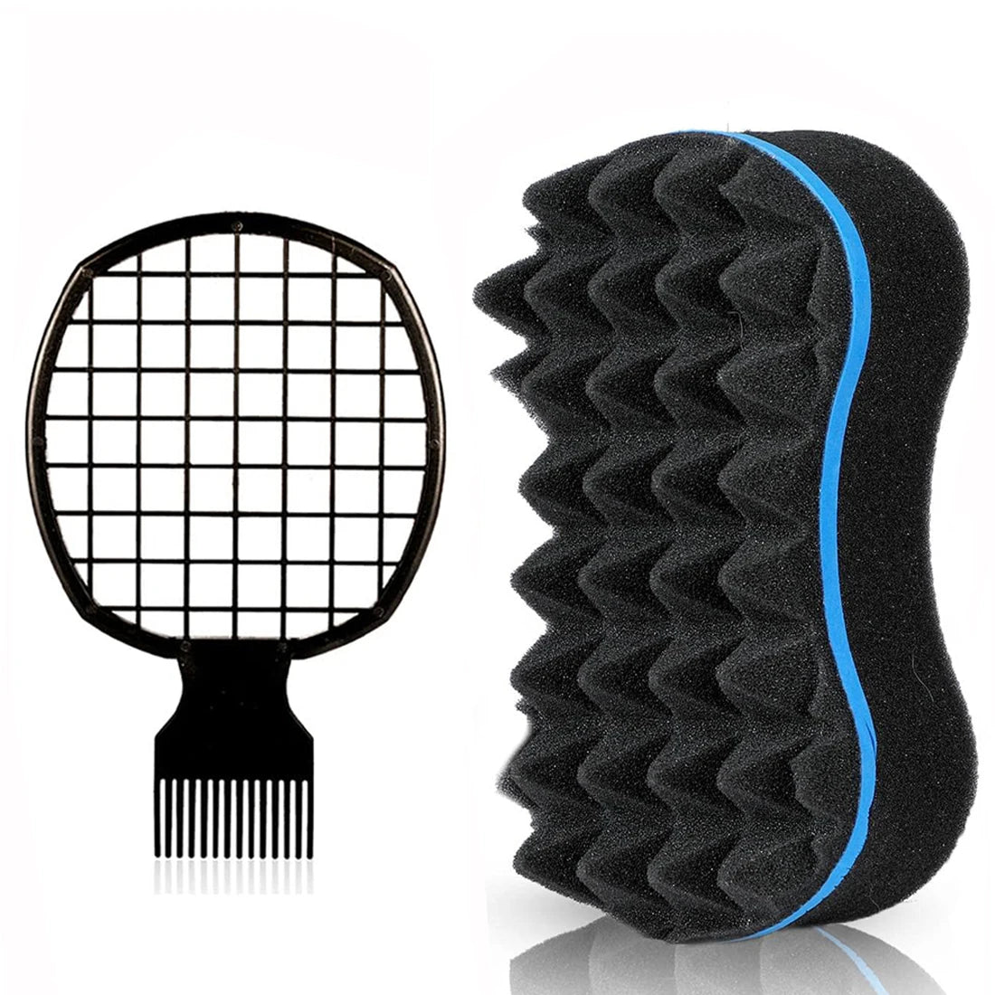 3pcs/Set Magic Twist Hair Sponges Set, Big Holes Sponge Brush for Hair, Curling Sponge Glove for Men Women Curls with Metal Afro