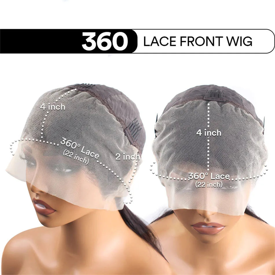 250 Density Upgrade Invisible Drawstring 360 Full Lace Frontal Wig 30 Inch Straight HD Lace Front Wigs Human Hair Natural Black