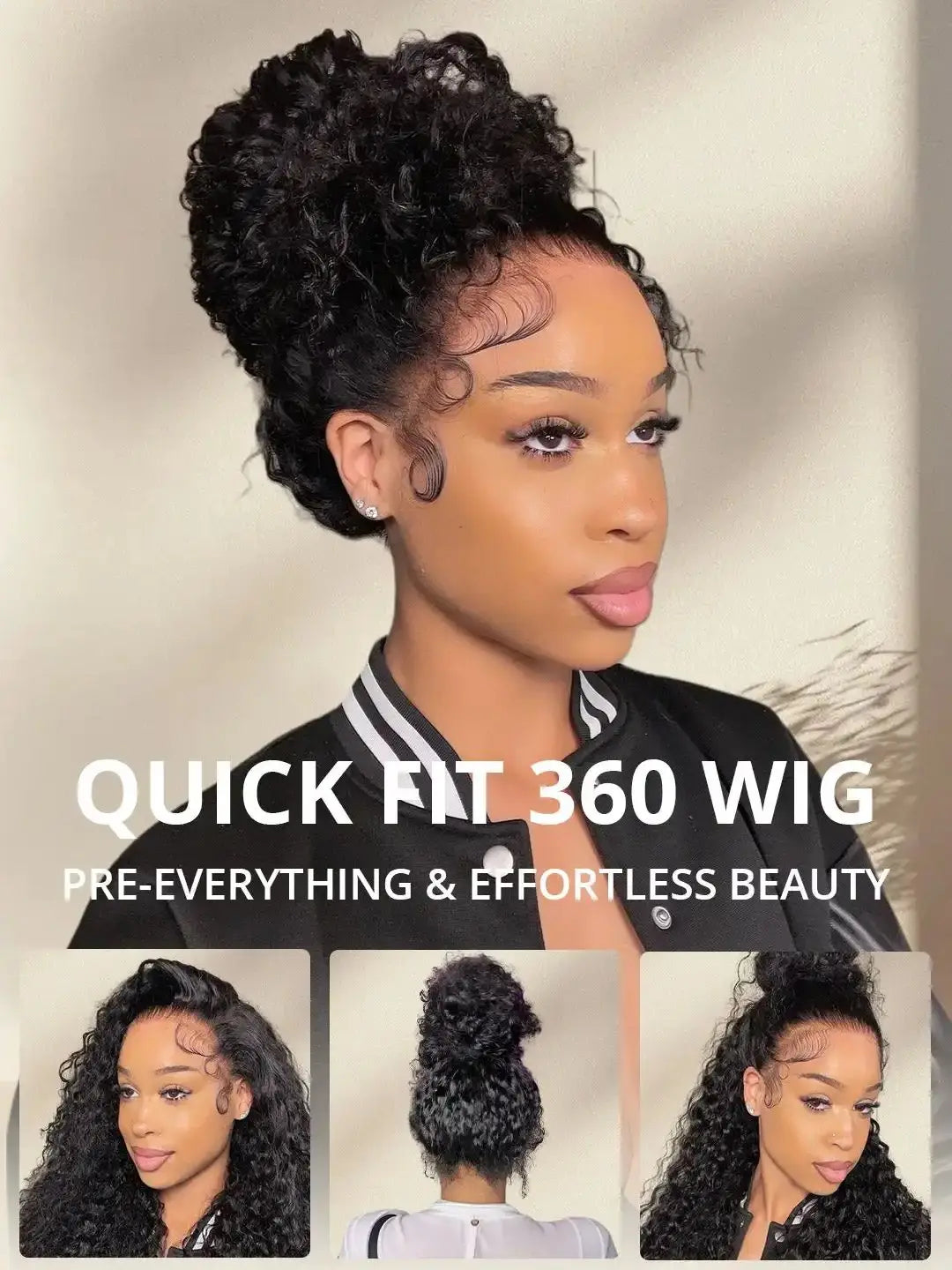 4C Edges Invisible Strap Drawstring Lace Wig Kinky Curly Deep Water 100% Human Hair Wig 30 inch 360 Full Hd Lace Glueless Wig