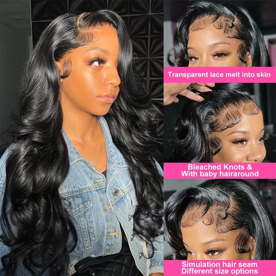 360 Full Lace Wigs 100% Human Hair Pre Plucked Body Wave 13x6 Hd Lace Frontal Wig Brazilian Hair For Black Women 200 Density