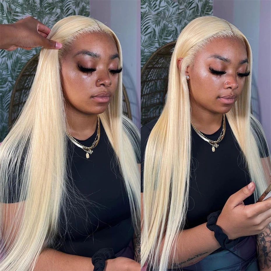 13x6 Silver Grey Straight Lace Front Human Hair Wigs Pre Plucked 613 Blonde Body Wave Frontal Wigs For Women Brazilian Hair Wigs