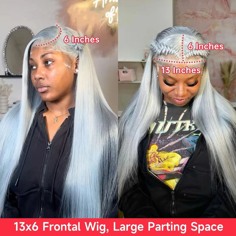 13x6 Silver Grey Straight Lace Front Human Hair Wigs Pre Plucked 613 Blonde Body Wave Frontal Wigs For Women Brazilian Hair Wigs