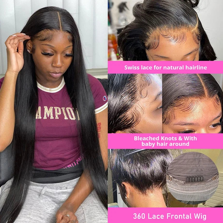 40 42 Inch Straight Lace Front Wigs Human Hair 360 Full Lace Wigs For Women Brazilian Pre Plucked 13x4 13x6 Hd Lace Frontal Wig