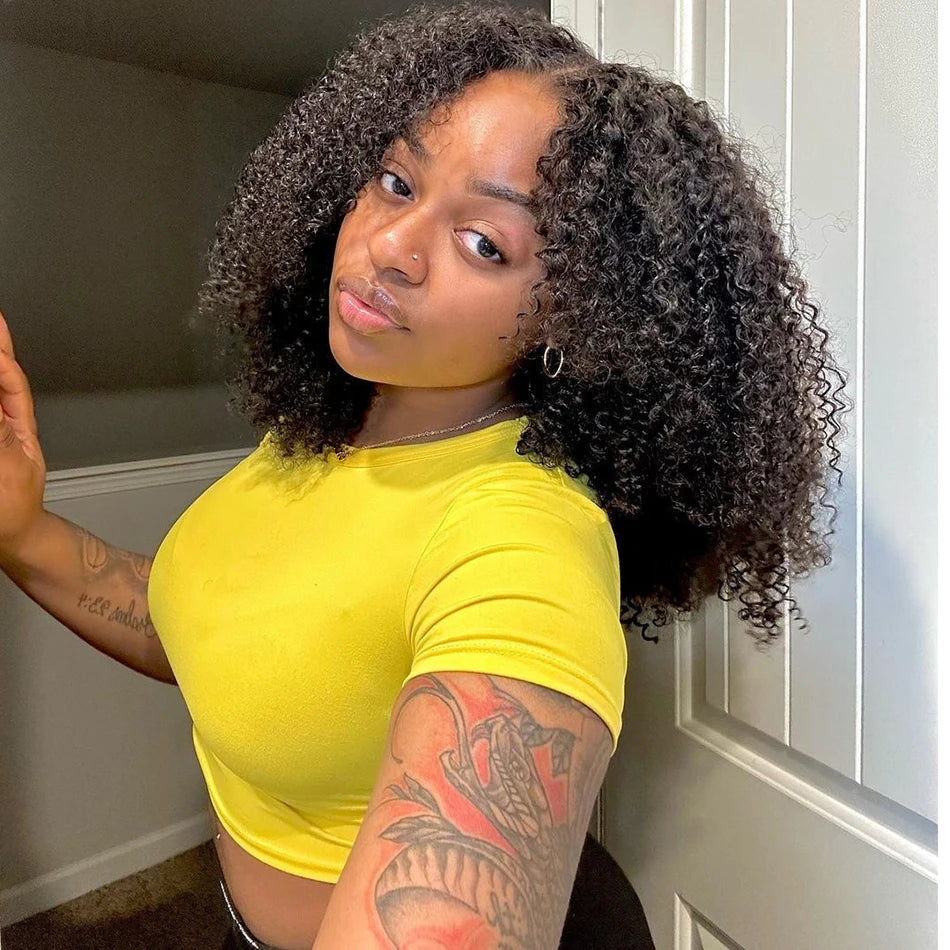 10A 100% Glueless Wigs Human Hair Wigs Ready To Wear Bleached Knots 6x5 Pre Cut HD Transparent Glueless Lace Wigs Kinky Curly