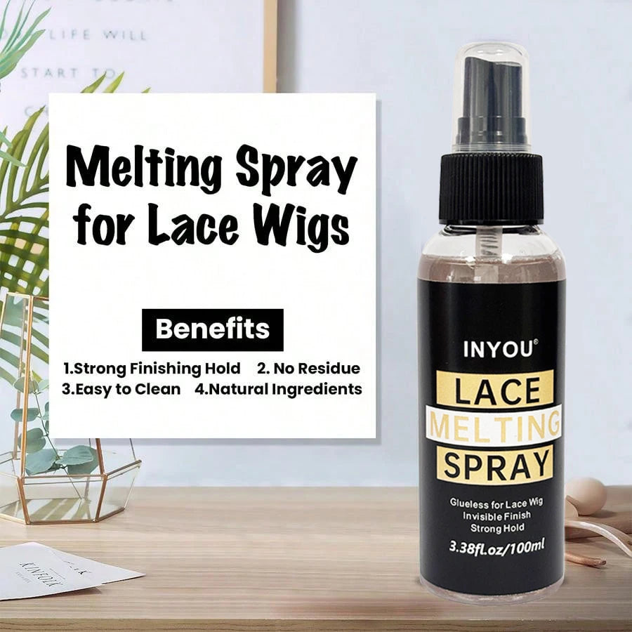 100ML Lace Wig Melting And Holding Spray Strong Natural Finish Wig Adhesive Glue for Lace Front Melt Super Hold Hair Spray