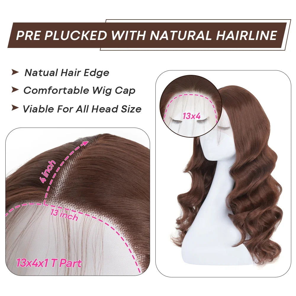 200 Density 13X6 Chocolate Brown Body Wave Lace Front Wigs 13x4 HD Transparent Lace Front Wigs For Women Auburn Brown Colored