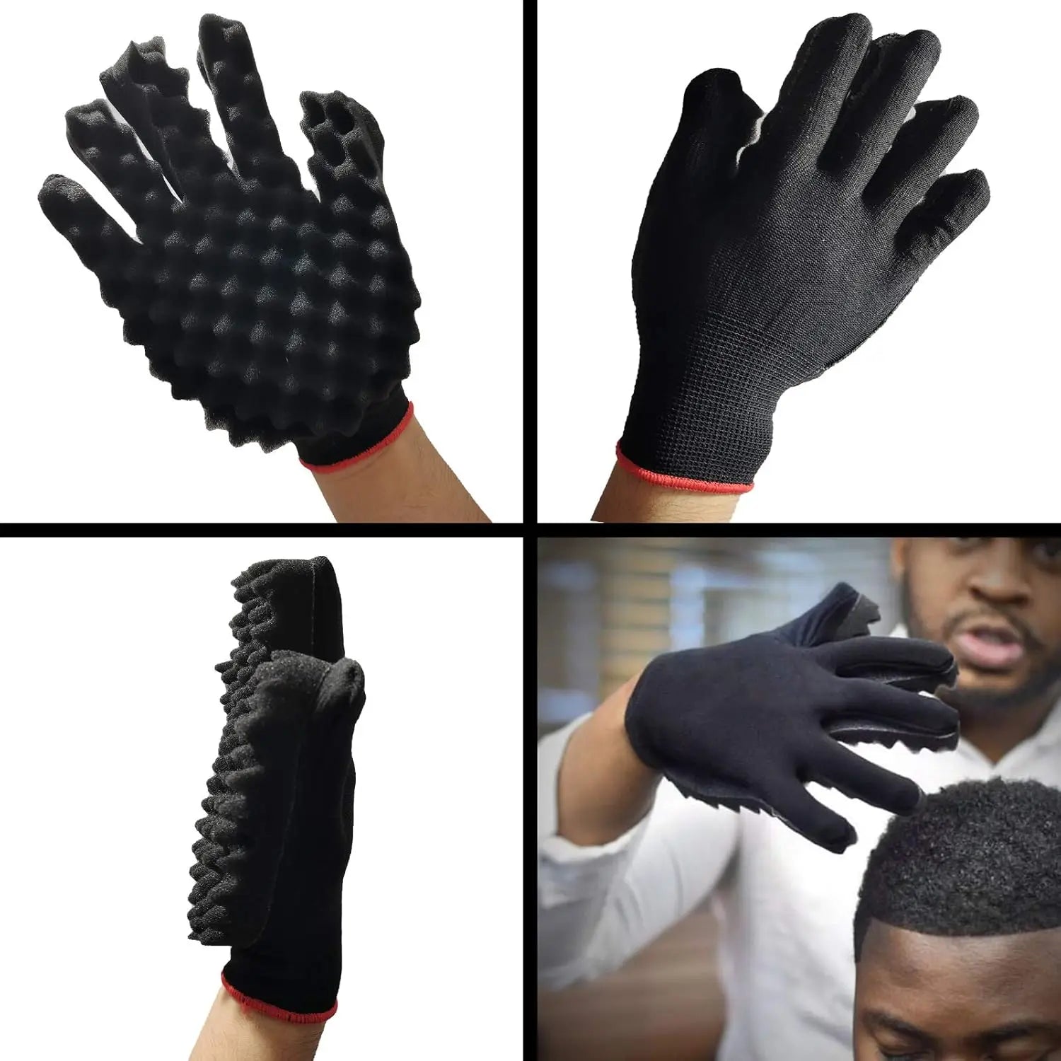 3pcs/Set Magic Twist Hair Sponges Set, Big Holes Sponge Brush for Hair, Curling Sponge Glove for Men Women Curls with Metal Afro