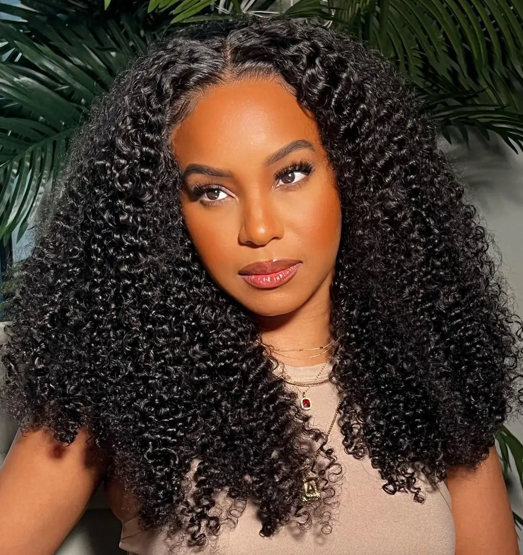 Glueless Kinky Curly Wigs 13x6 HD Lace Frontal Wig Human Hair 4C Afro Curly Lace Front Human Hair Wigs 7x5 HD Lace Closure Wig