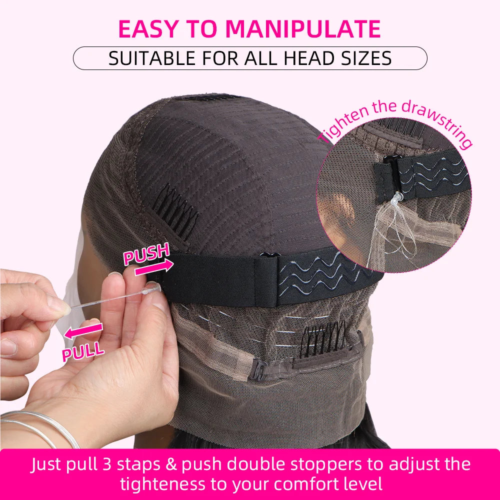 Hidden Strap Body Wave 360 HD Full Lace Front Wigs Human Hair Pre Plucked 12A Glueless Brazilian Virgin Wig With Drawstring