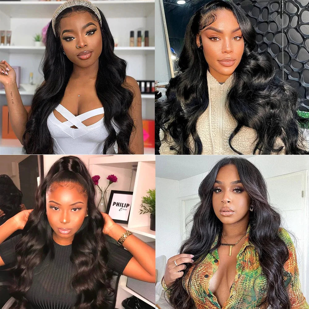 Body Wave Human Hair Wigs For Women 34 Inch 3 In 1 Drawstring half wigs human hair curly wigs black wigs 100% human