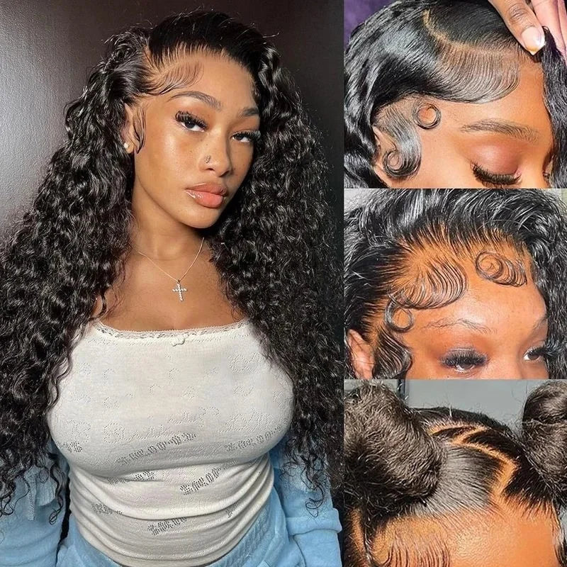 250 Density Deep Wave Lace Front Wig 13x6 Hd Lace Frontal Wig 13x4 Curly Human Hair Wigs For Women 360 Hd Pre Plucked Lace Wig