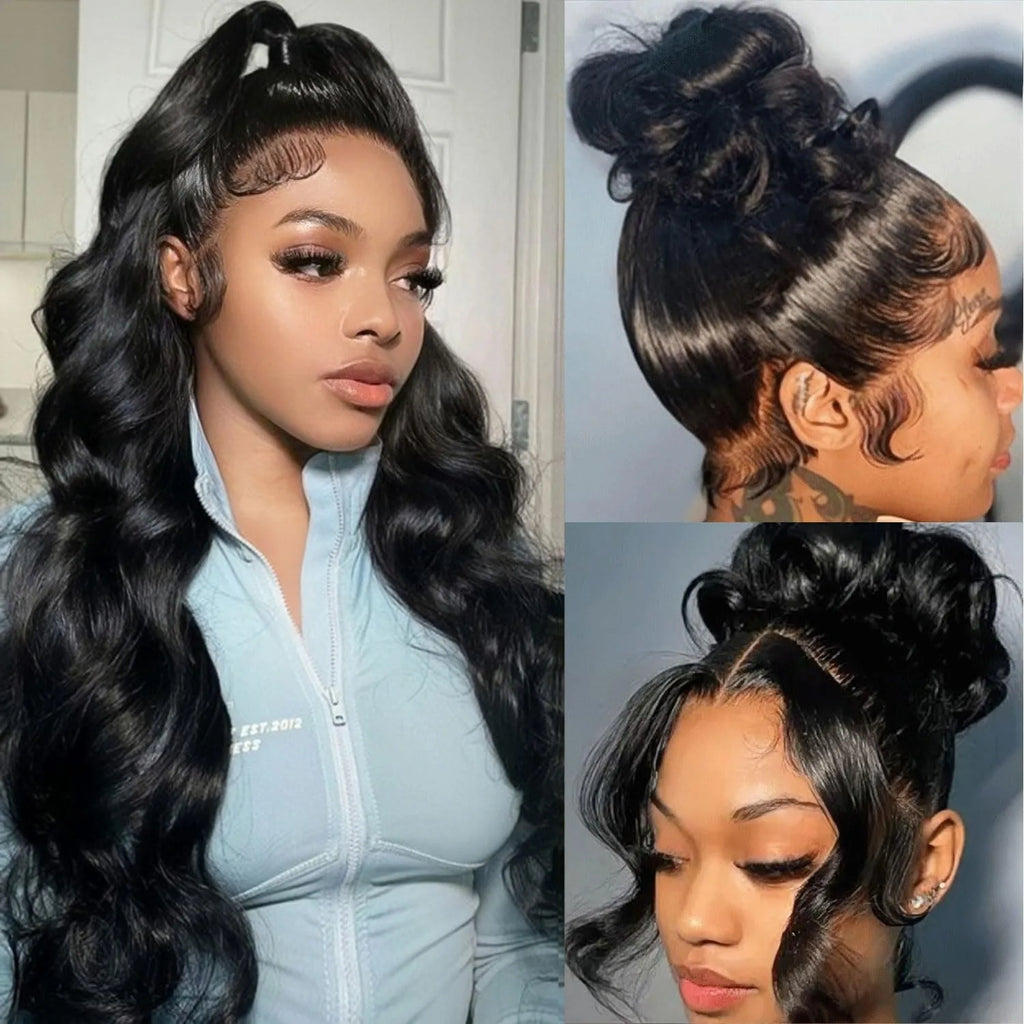 Hidden Strap Body Wave 360 HD Full Lace Front Wigs Human Hair Pre Plucked 12A Glueless Brazilian Virgin Wig With Drawstring