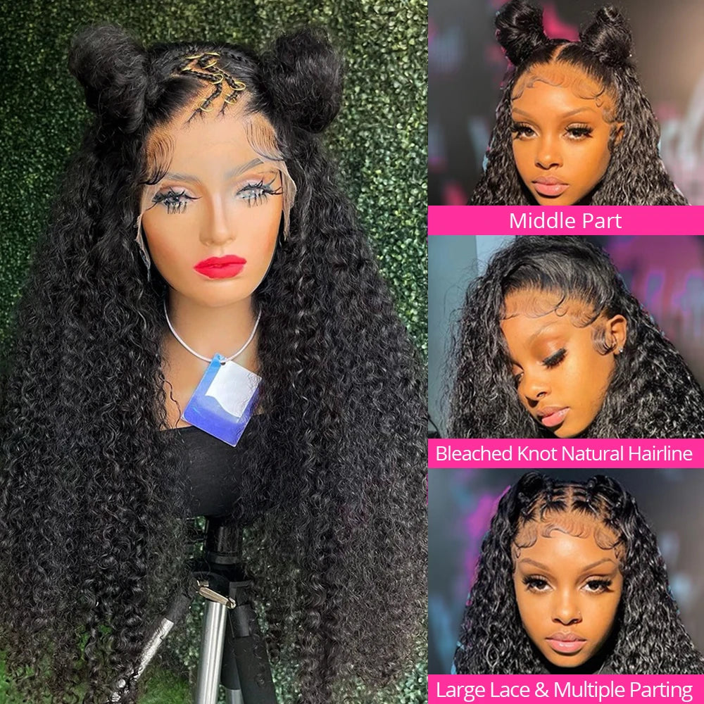 300% High Density Loose Deep Wave 40Inch 13x6 13x4 HD Lace Frontal Human Hair Wig Full Glueless Ready To Go Preplucked Curly Wig