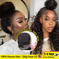 4C Edges Invisible Strap Drawstring Lace Wig Kinky Curly Deep Water 100% Human Hair Wig 30 inch 360 Full Hd Lace Glueless Wig