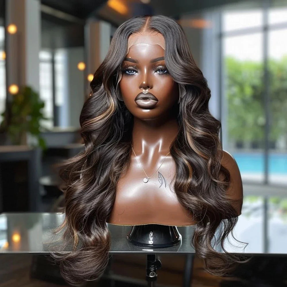 200 Density 13X6 Chocolate Brown Body Wave Lace Front Wigs 13x4 HD Transparent Lace Front Wigs For Women Auburn Brown Colored