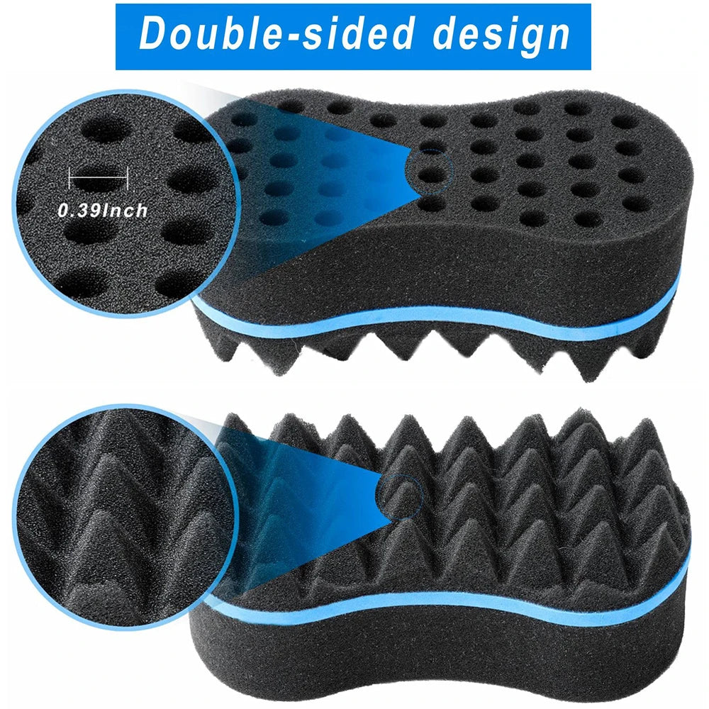 3pcs/Set Magic Twist Hair Sponges Set, Big Holes Sponge Brush for Hair, Curling Sponge Glove for Men Women Curls with Metal Afro