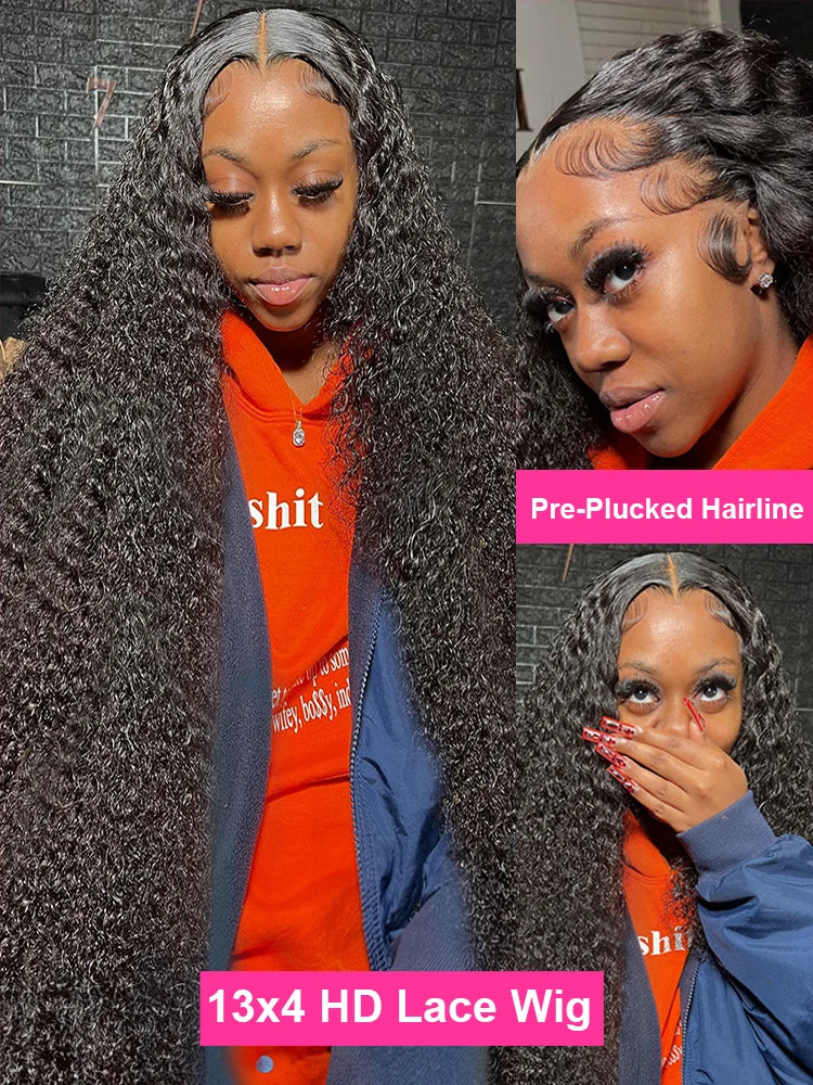 30 40inch Water Wave Curly Lace Frontal Wigs 13x4 13x6 HD Deep Wave Lace Frontal Wig 360 Full Human Hair Wigs For Women On Sale