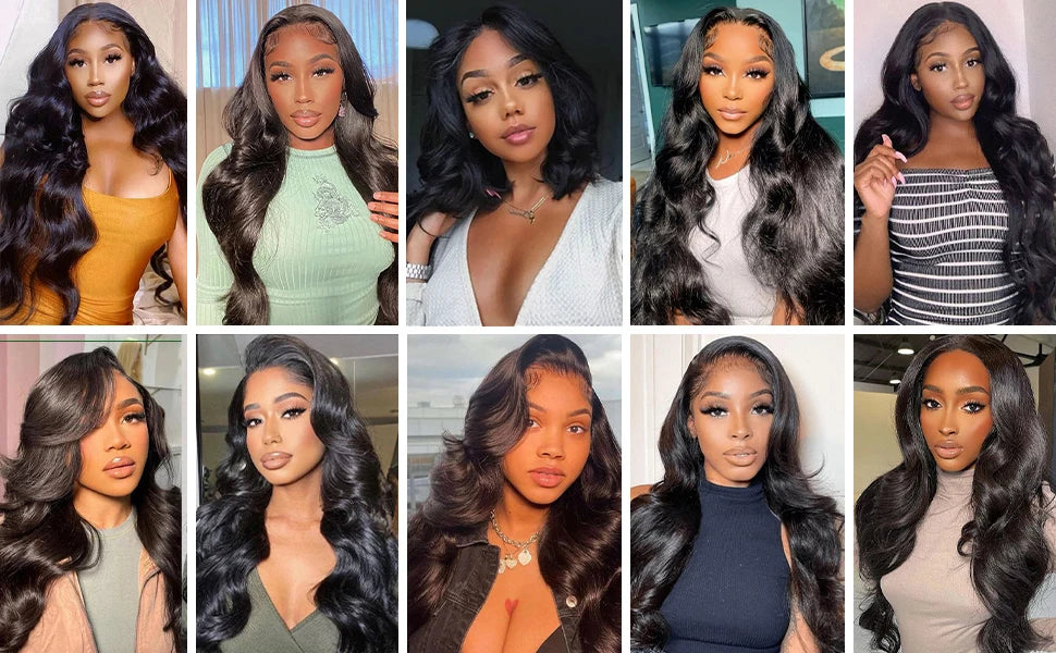 Body Wave Human Hair Wigs For Women 34 Inch 3 In 1 Drawstring half wigs human hair curly wigs black wigs 100% human
