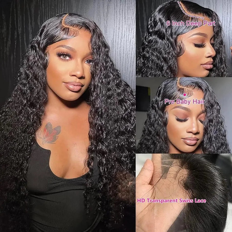 Deep Wave Frontal Wig Hd Lace Wigs On Clearance Sale 13x4 13x6 Water Wave Curly Human Hair Wig 30 Inch Lace Front Wig Human Hair