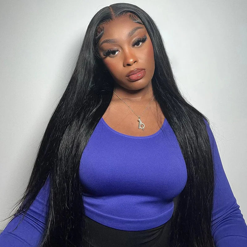 Pre Bleached Knots Bone Straight Human Hair Wigs PrePlucked Transparent Lace Closure Wig ISEE Hair Glueless Wig Wear And Go