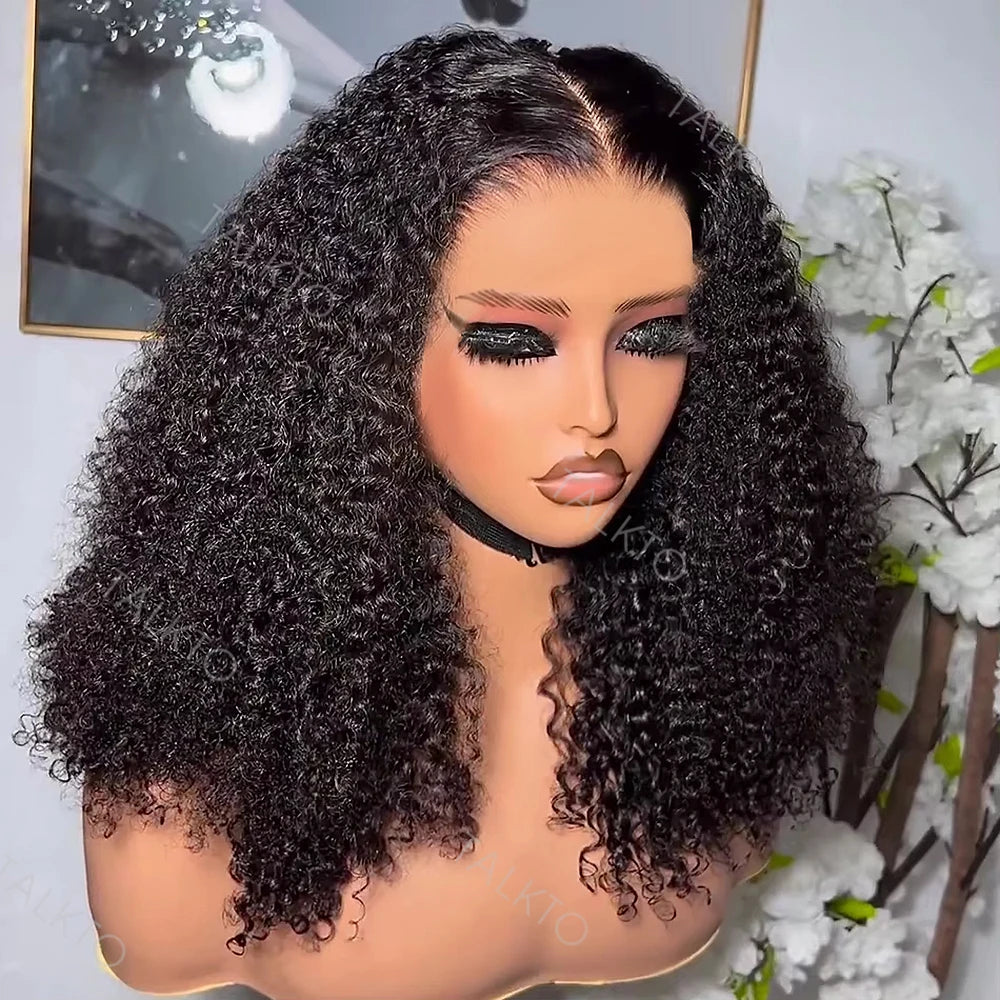 Glueless Kinky Curly Wigs 13x6 HD Lace Frontal Wig Human Hair 4C Afro Curly Lace Front Human Hair Wigs 7x5 HD Lace Closure Wig