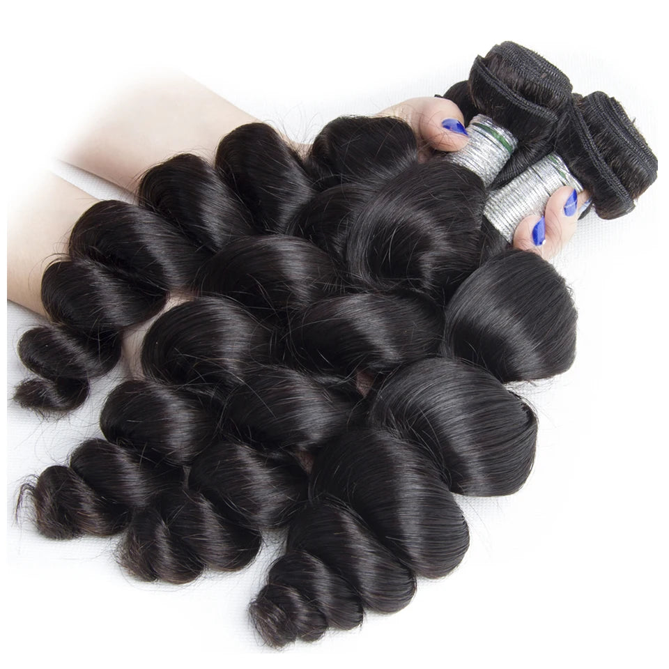 Beaufox Loose Wave Bundles 100% Human Hair Bundles Indian Hair Weave 1/3/4 Bundles Deal Human Hair Virgin Human Hair Extensions