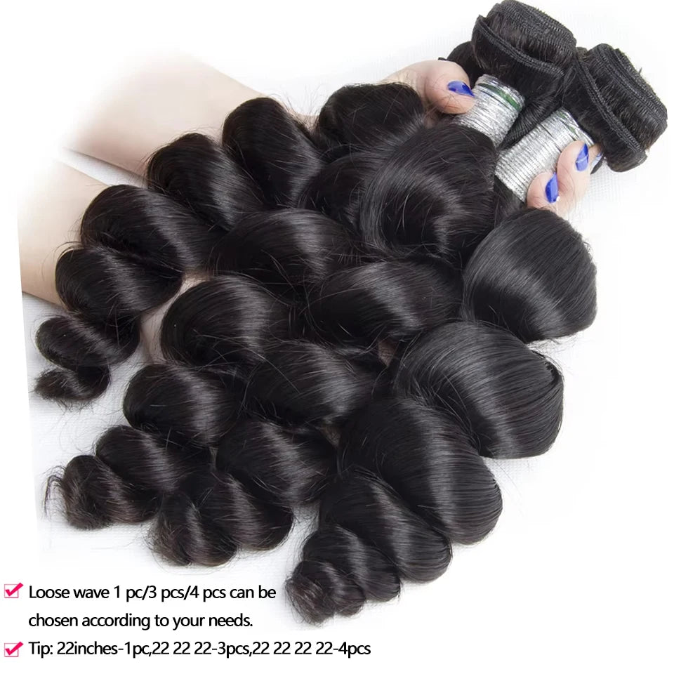 Beaufox Loose Wave Bundles 100% Human Hair Bundles Indian Hair Weave 1/3/4 Bundles Deal Human Hair Virgin Human Hair Extensions